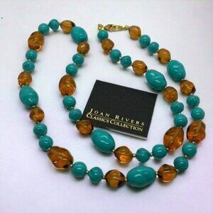 Joan Rivers Simulated Turquoise Bead Necklace 28"